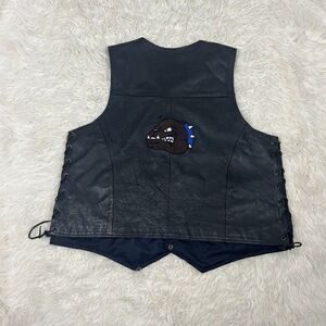 Vintage Vance Leathers Men’s Black Leather Biker Vest Maddog Patched Men’s XXL